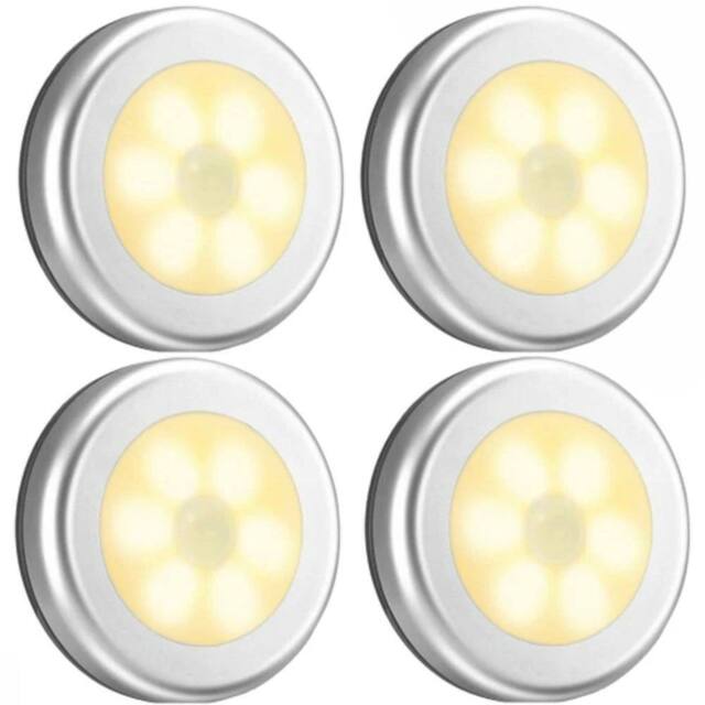 FLAVORA 4PCS, Warm Whiteselected Battery Powered LED Under Cabinet Lights in Silver - image 1