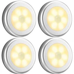 FLAVORA 4PCS, Warm Whiteselected Battery Powered LED Under Cabinet Lights in Silver - thumbnail 1