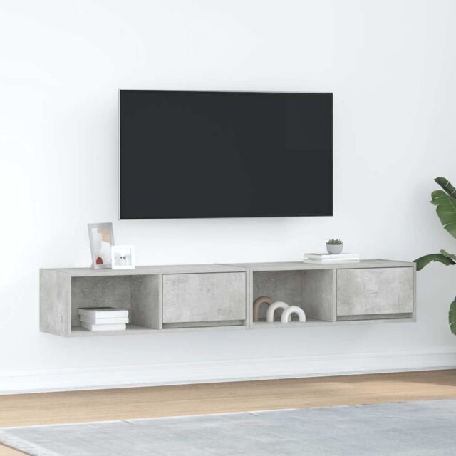 Berkfield Home TV Cabinets 2 pcs Concrete Grey 80x31x25.5 cm Engineered Wood - image 1