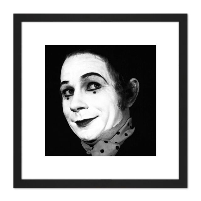 Artery8 Warren Portrait Mime Lindsay Kemp Photo 8X8 Inch Square Wooden Framed Wall Art Print Picture with Mount in Black - image 1