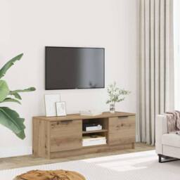 Berkfield Home TV Cabinet Artisan Oak 102x35x36.5 cm Engineered Wood in Brown - thumbnail 2