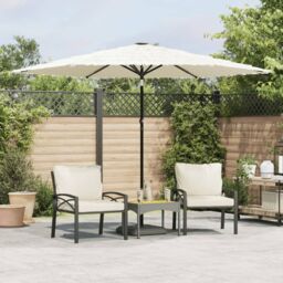Berkfield Home Garden Parasol with Steel Pole White 288x288x225 cm - Size: 288 x 288 x 225 cm - thumbnail 1