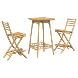 Berkfield Home 3 Piece Outdoor Bar Set Foldable Bamboo in Brown
