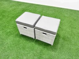 Fimous 9 Seater PE Wicker Rattan Furniture Sofa Sets with Square Coffee Table 2 Seater Love Sofa 3 Stool Light Grey - thumbnail 6