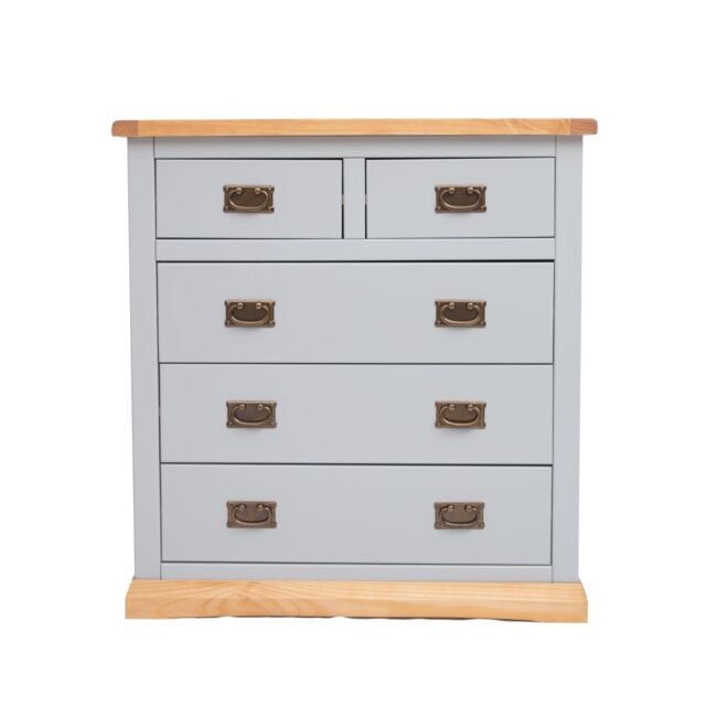 Cabinet Bits Bomporto 5 Drawer Chest of Drawers Bras Drop Handle in Light Grey - image 1