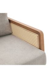 Minimalist Fabric Rattan Wooden Armchair in Light Grey - thumbnail 7