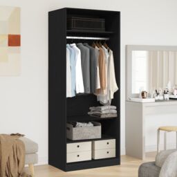 Berkfield Home Black Oak Wardrobe 80 x 50 x 200 cm - Engineered Wood
