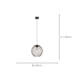 Eglo Almanzora Black & Copper Wire Modern Steel Pendant Light - thumbnail 4