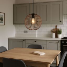 Eglo Almanzora Black & Copper Wire Modern Steel Pendant Light - thumbnail 1