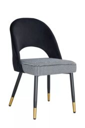 Hygrad Built to Survive Set of 2 Dining Chairs Velvet Padded Seat Metal Legs Kitchen Chair Home Office Set in Black - thumbnail 2