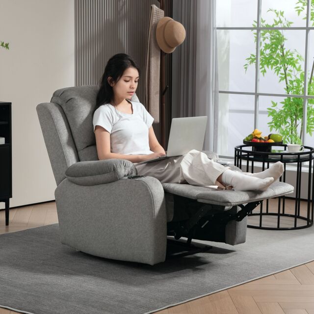 HOMCOM Recliner Chair for Living Room, Microfibre Cloth Reclining Armchair in Grey - image 1