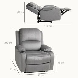 HOMCOM Recliner Chair for Living Room, Microfibre Cloth Reclining Armchair in Grey - thumbnail 3
