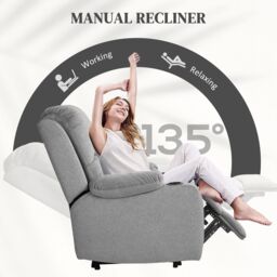 HOMCOM Recliner Chair for Living Room, Microfibre Cloth Reclining Armchair in Grey - thumbnail 4