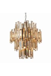 Netlighting Viviana Pendant Chrome Effect Plate & Champagne Crystal (K9) Drops 12 Light Dimmable IP20 E14 in Clear - thumbnail 1