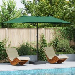 Berkfield Home Garden Parasol Folding Green 385 x 209 x 244 cm Fabric - thumbnail 1