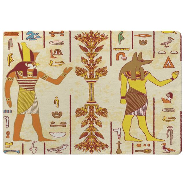 Benjamin Tate Design Egyptian Gods & Ancient Egyptian Hieroglyphs Rug in Natural - Size: Large - image 1