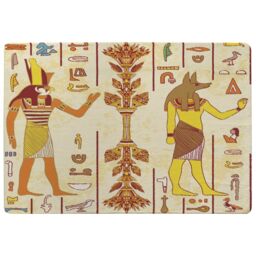 Benjamin Tate Design Egyptian Gods & Ancient Egyptian Hieroglyphs Rug in Natural - Size: Large - thumbnail 1