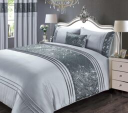 Rapport Home Charleston Polyester Curtains Pair (183x168 CM) in Grey - Size: 70 cm