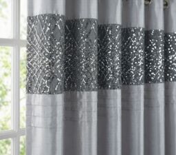 Rapport Home Charleston Polyester Curtains Pair (183x168 CM) in Grey - Size: 70 cm - thumbnail 2