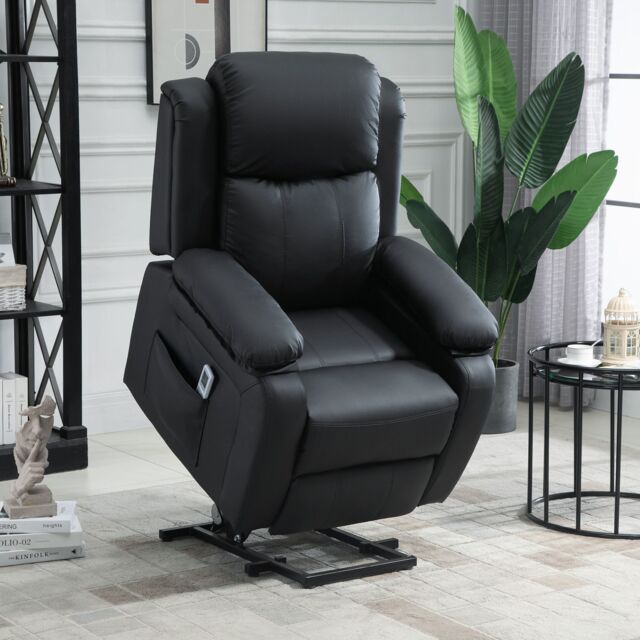 HOMCOM Riser & Recliner Chair Power Lift Recliner with Remote in Black