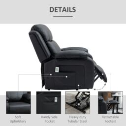 HOMCOM Riser & Recliner Chair Power Lift Recliner with Remote in Black - thumbnail 4