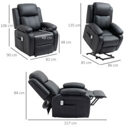 HOMCOM Riser & Recliner Chair Power Lift Recliner with Remote in Black - thumbnail 3