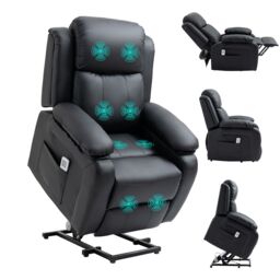 HOMCOM Riser & Recliner Chair Power Lift Recliner with Remote in Black - thumbnail 2