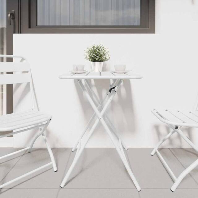 Berkfield Home White Foldable Garden Table White 55x55x73 cm Steel - Size: 55 x 55 x 73 cm - image 1