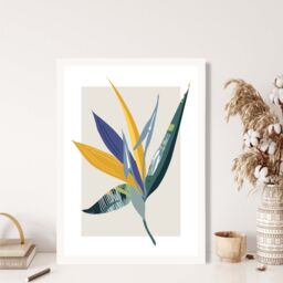 ARTZE Tropical Flower Teal & Green Mid Century Modern Framed Print SIZE: A3 with White Frame - Size: A2 - thumbnail 2