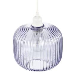 Happy Homewares Modern Designer Soft Lilac Line Ribbed Glass Round Pendant Lamp Shade - thumbnail 3