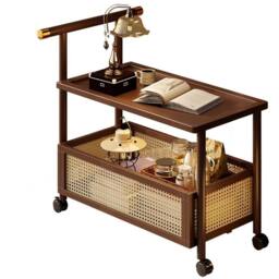 FORGEVIO Wheels Mobile Table Laptop Desk Adjustable Height Overbed Sofa Side in Brown - thumbnail 3