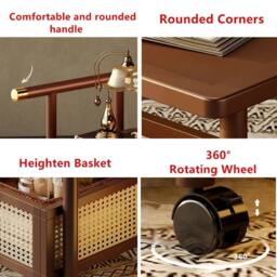FORGEVIO Wheels Mobile Table Laptop Desk Adjustable Height Overbed Sofa Side in Brown - thumbnail 5