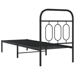 Berkfield Home Metal Bed Frame without Mattress with Headboard Black 75x190cm - Size: 75x190 cm - thumbnail 6