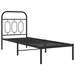 Berkfield Home Metal Bed Frame without Mattress with Headboard Black 75x190cm - Size: 75x190 cm - thumbnail 3