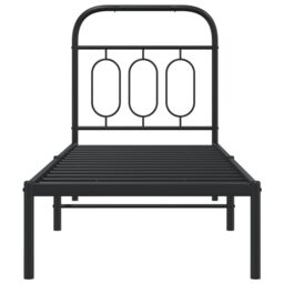 Berkfield Home Metal Bed Frame without Mattress with Headboard Black 75x190cm - Size: 75x190 cm - thumbnail 4