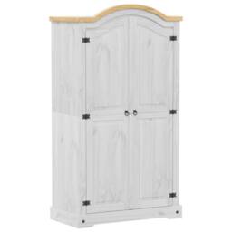 Berkfield Home Wardrobe Corona White 102x52x186 cm Solid Wood Pine - Size: 102 x 52 x 186 cm - thumbnail 1