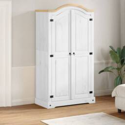 Berkfield Home Wardrobe Corona White 102x52x186 cm Solid Wood Pine - Size: 102 x 52 x 186 cm - thumbnail 2