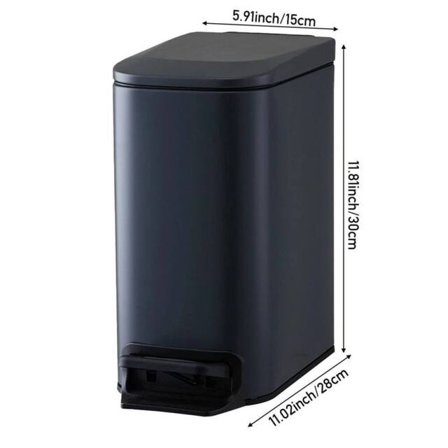SPETLEK Dark Grey 6L Stainless Pedal Bin Rectangle Soft Close Kitchen Toilet - image 1