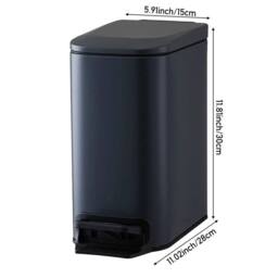 SPETLEK Dark Grey 6L Stainless Pedal Bin Rectangle Soft Close Kitchen Toilet - thumbnail 1