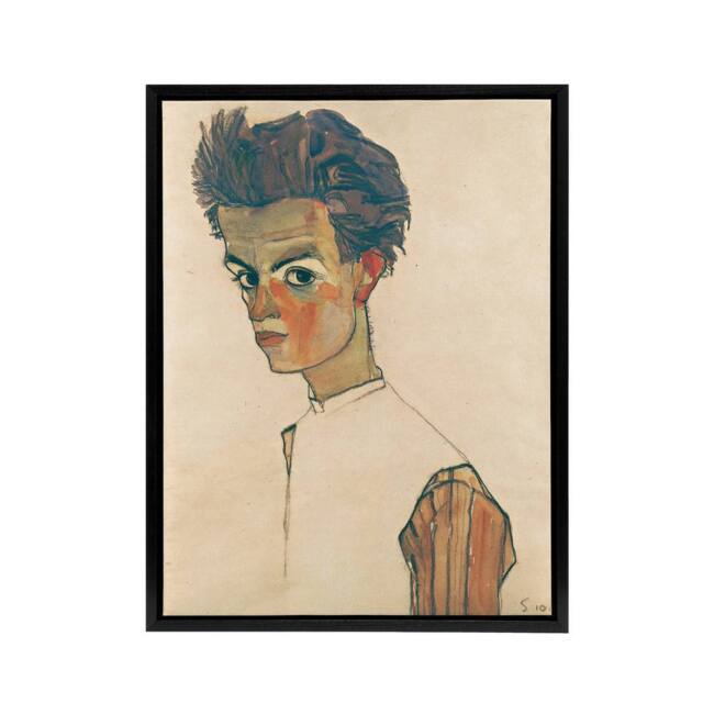 "Artery8 Egon Schiele Self Portrait Framed Canvas Wall Art Print - Size: W12"" x H16""" - image 1