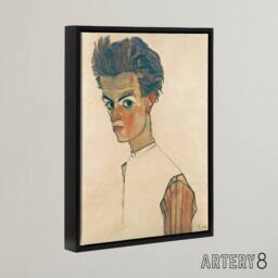 "Artery8 Egon Schiele Self Portrait Framed Canvas Wall Art Print - Size: W12"" x H16""" - thumbnail 2