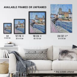 "Artery8 Bridlington Pier Shore Painting Yorkshire Sunny Framed Art Print in Blue - Size: W12"" x H16""" - thumbnail 3