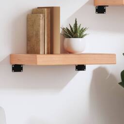 Berkfield Home Wall Shelf Light Brown 40x20x6 cm Treated Solid Wood Oak - Size: 40 x 20 x 6 cm - thumbnail 2