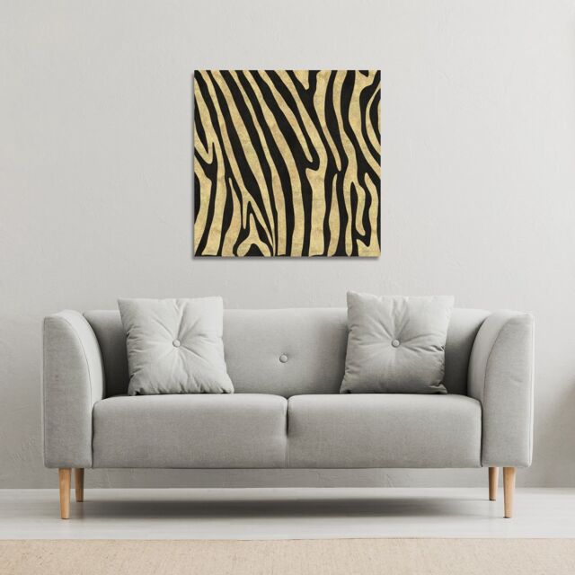 Benjamin Tate Design Golden Zebra (Canvas Print) / 61 x 61 x 4cm in Natural - Size: 61 x 61 x 4 cm - image 1