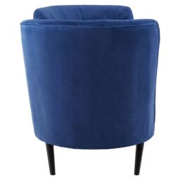 Orsina Midnight Blue Velvet Chaise Lounge, Quilted Curved Backrest Chaise with Hardwood Legs, Velvet Lounge Chair - thumbnail 3