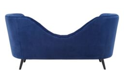 Orsina Midnight Blue Velvet Chaise Lounge, Quilted Curved Backrest Chaise with Hardwood Legs, Velvet Lounge Chair - thumbnail 2