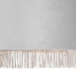 First Choice Lighting Fringed - Silvery Grey 23cm Fringed Velvet Pendant Shade in Silver - thumbnail 3