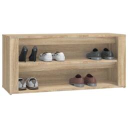 Berkfield Home Shoe Rack Sonoma Oak 100x35x45 cm Engineered Wood in Light Brown - Size: 100 x 35 x 45 cm - thumbnail 4