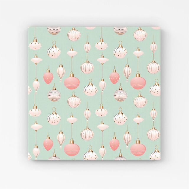"Warren Reed - Designer Christmas Decorations Pink & Green Canvas - Size: W30"" x H30""" - image 1