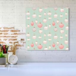 "Warren Reed - Designer Christmas Decorations Pink & Green Canvas - Size: W30"" x H30""" - thumbnail 2